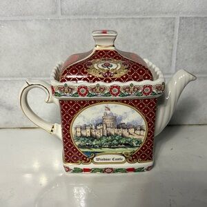 Sadler Burgundy and Cream Teapot Windsor castle England